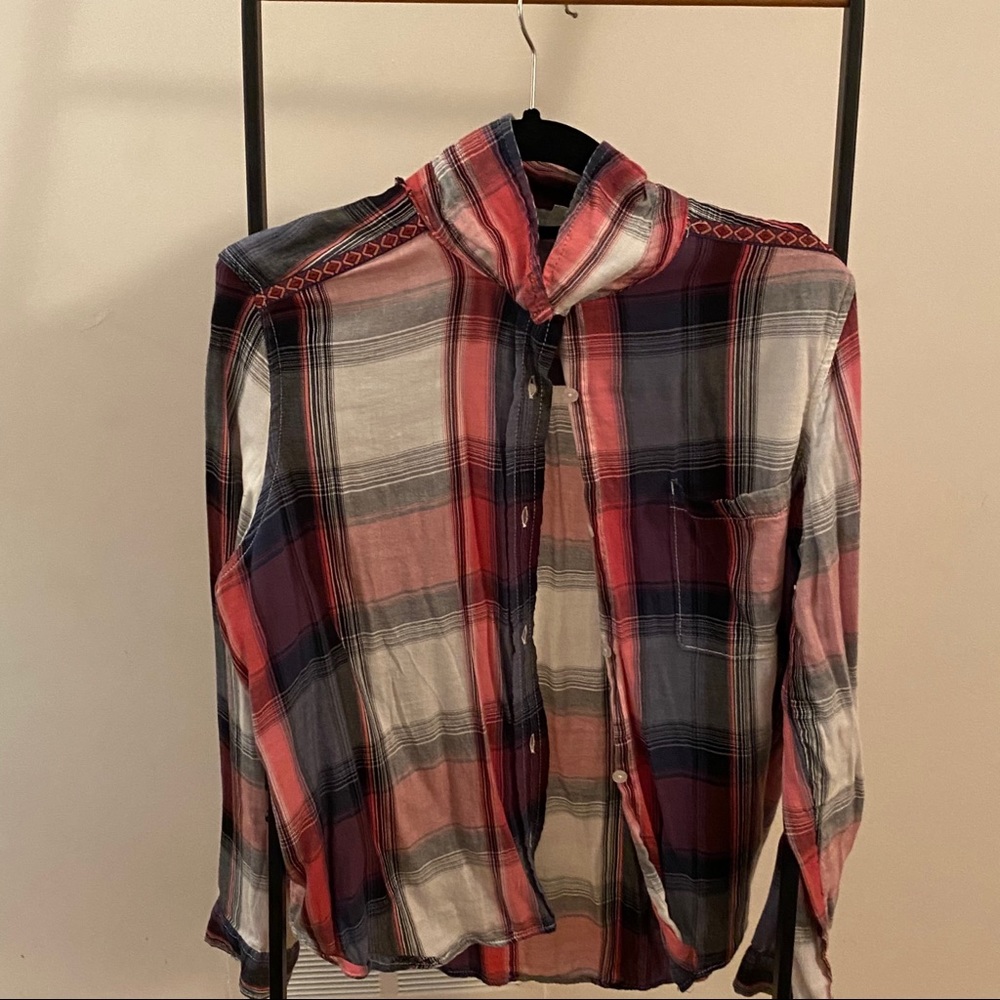 Mudd Plaid Ling Sleeve Button Down -XL